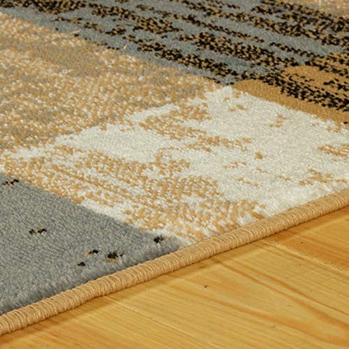 Superior Contemporary Patchwork Pattern Area Rug, Perfect Hardwood, Tile, Or Carpet Cover, Ideal For Bedroom, Kitchen, Living Room, Entryway, Or Office, Luxury Home Decor, 8' X 10', Light Blue - Beige #TOP5