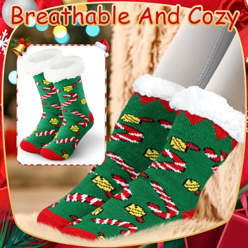 Calcetines de pantuflas de invierno Navidad mujer con forro polar grueso suave 6