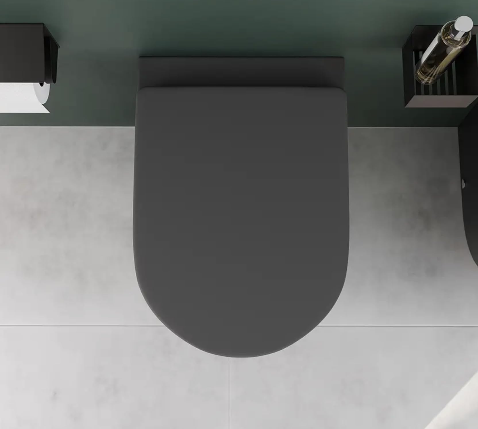 Coppia di sanitari filomuro ceramica grigio opaco vaso rimless copriwc soft-close e bidet ASIA SMALL