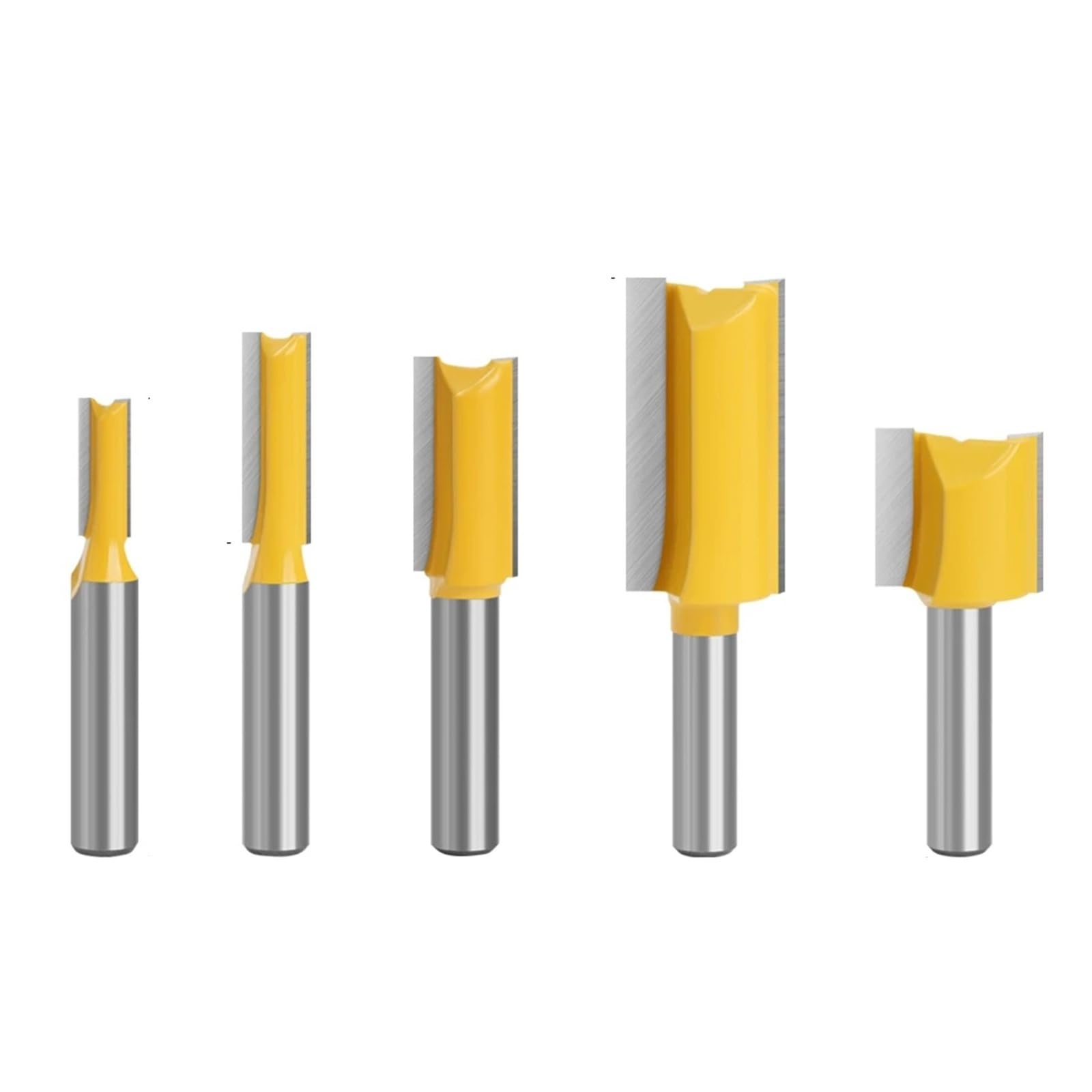 Juego de 5 brocas rectas de carburo de tungsteno de doble flauta con vástago de 8 mm, for fresado de madera, herramienta de carpintería C08002T5A