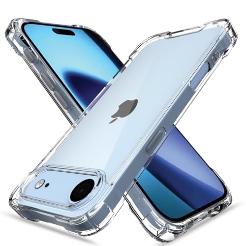 Image of Amazon Basics Back Cover for iPhone 17 Air PC + TPU Clear Transparent Raised Edges Shockproof Protective Phone Bumper Case (Transparent)