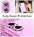 Matekxy for iPhone 16 Plus Camera Lens Protector Glitter - for iPhone 16 9H Anti-Scratch Tempered Glass with Aluminum Edging, Cute Girly Metal Individual Bling Ring Cover for Women, Pink