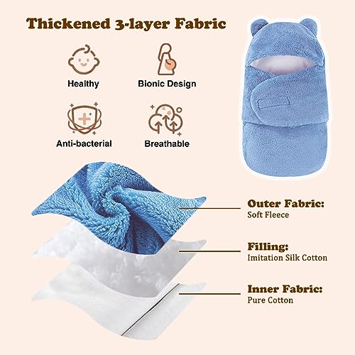 Image of AiWMGL Baby Swaddle Blanket Boys Girls 3-6 Months Fleece Thicken Winter Warm Adjustable Newborn Swaddling Wrap Soft Sleeping Sacks Infant