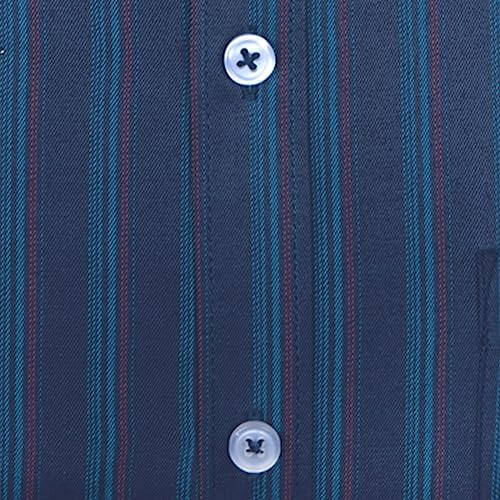 Image of ACCOX Men's Cotton Half Sleeves Dark Striped Regular Fit Formal Shirt for Men