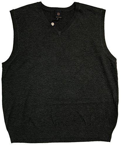 Men's Solid Color V-Neck Sweater Vest (Large, Charcoal Heather)