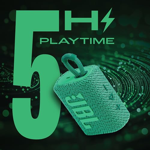 Image of JBL Go 3 Eco with eco-Friendly Recycled Materials and Packaging, Wireless Portable Bluetooth Speaker, Pro Sound, Vibrant Colors with Rugged Fabric Design, Waterproof, Type C (Without Mic, Green)