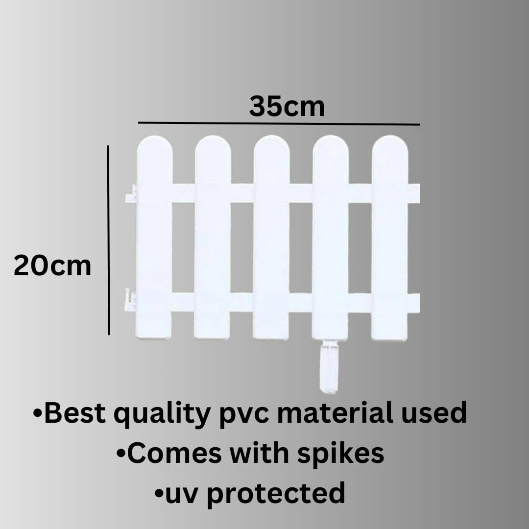 Hopenursery® 5 pcs(7ft Length) Garden Picket Fence 8inch Tall+4inch sipkes|White Durable Virgin Plastic Partition Fence for Home and Garden Decor|Indoor and Outdoor Boundry Use Set of 5 pcs - Image 4 thumbnail