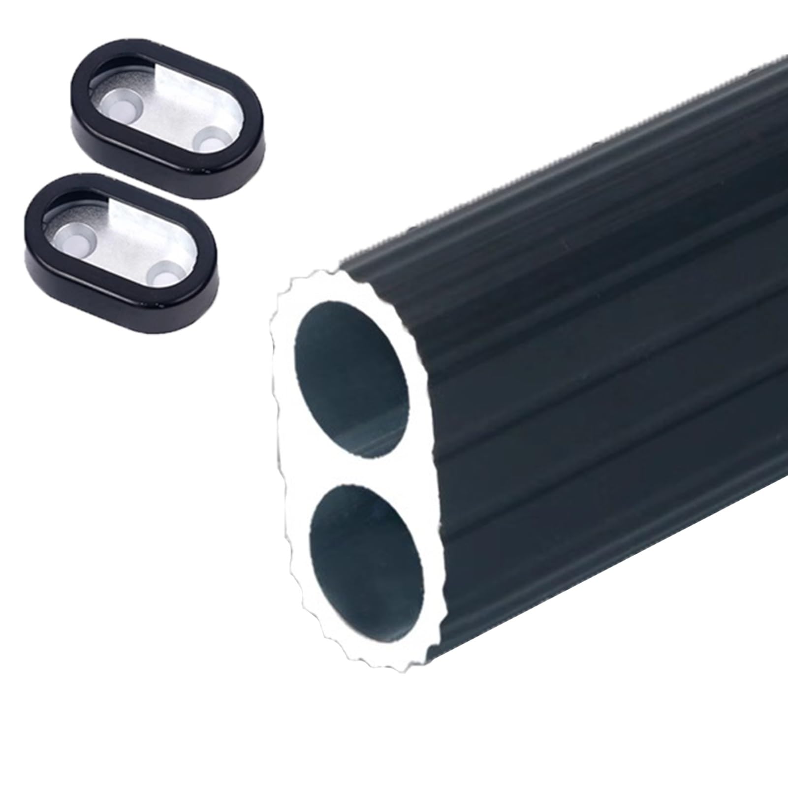 Wardrobe Rail, Clothes Rail Pole Wardrobe Rail Oval closet rods for hanging clothes, Aluminium Clothing Hanger Storage pole, Heavy Duty wardrobe tubes(Black,60cm/2ft)