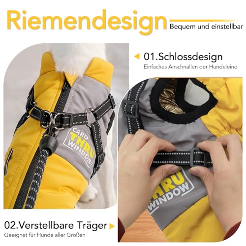 Flow fire Winter Hundemantel Wasserdicht für Mittelgroße Hunde, Hundejacke mit Bauchschutz, Hunde Wintermantel Reflektierend M(S)