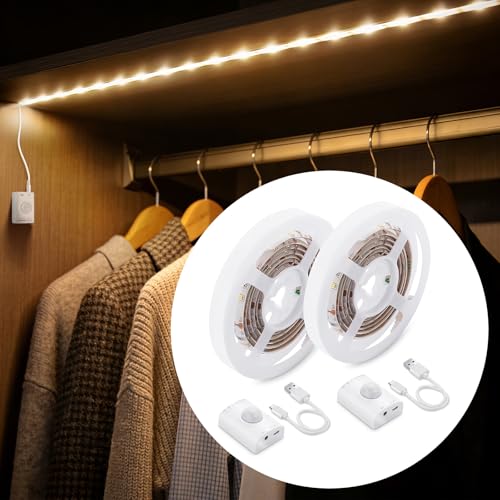 LUXJET 2 Pack Warm White Motion Sensor LED Strip...