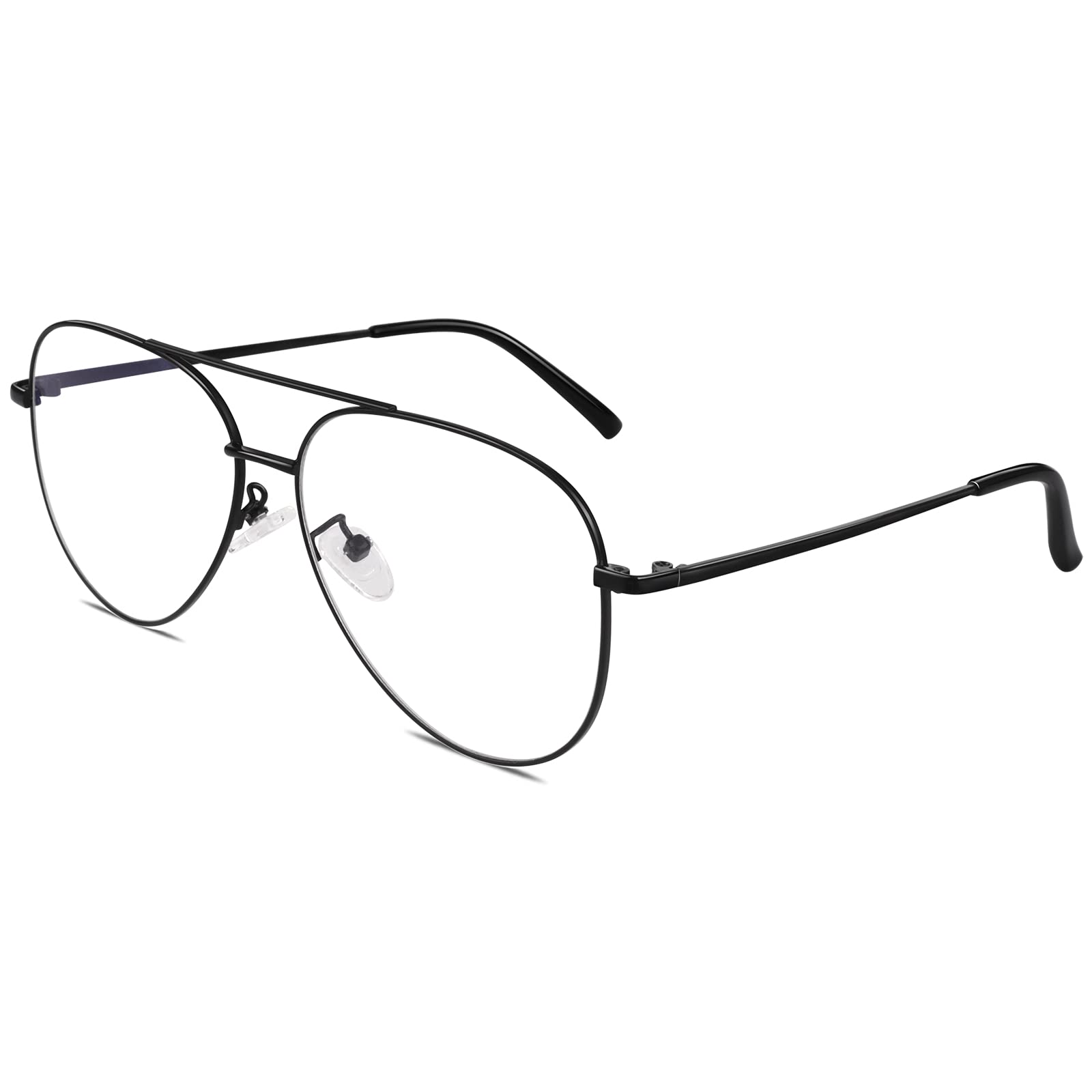 GQUEEN Pilot Style Fake Glasses Fashion Retro Vintage Metal Frame Clear Lens Glasses Womens Mens UV400
