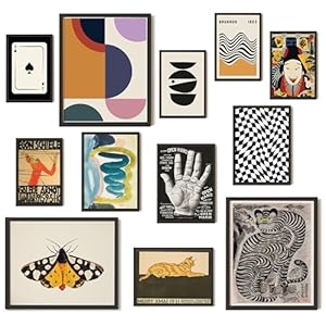 97 Decor Vintage Eclectic Wall Art Collage – Abstract Modern Art Prints For Wall Decor, Cool Funky Pictures Maximalist Paintings Retro Bauhaus Posters Set For Dorm Bedroom Home Decorations (Unframed)