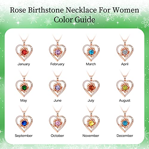Dfunh Rose Birthday Gifts For Women 14K Gold Necklaces Flower Pendant Necklaces For Girlfriend Mom 30Th Anniversary Birthday Gift Christmas Valentines Day Mother's Day Flower Jewelry Gift For Wife Girls Her(Gold-May-Emerald) #TOP5