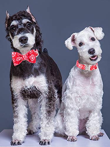 Lionet Paws Christmas Dog Collar With Bowtie Durable Adjustable Handmade Comfortable Bow Tie Dog Collar Cat Collar With Metal Buckle For Medium Dogs,Party,Festival,Holiday Style,Neck 13.5-22In #TOP3