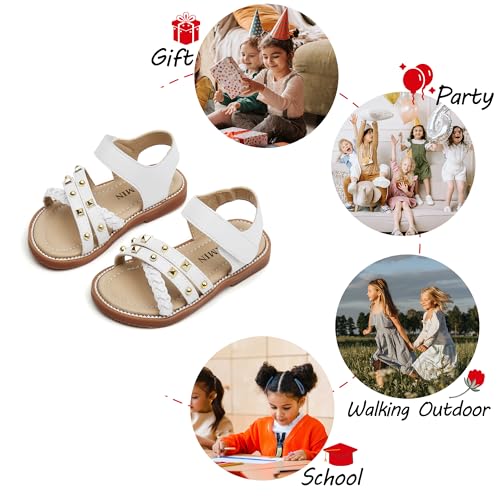 Image of PHIRAMIN Toddler Flower Girl Sandals - Girl Dress Shoes Toddler Little Kid Wedding Party