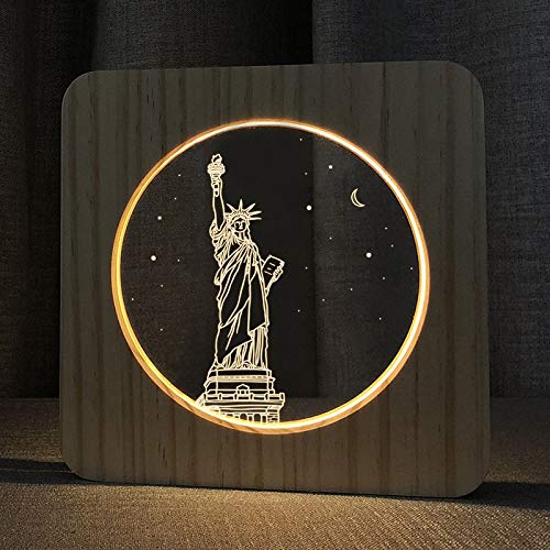 Veilleuse bois LED Statue de la Liberté pour apaiser le sommeil des enfants YH