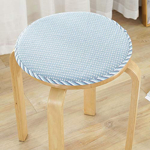 Tela Tejido Redondo Cojín Del Asiento,Patrón Comprobado Lino Respirable Verano No-resbalón Suave Panel De Silla,Esponja Cojín De Asiento Con Corbatas Para La Cena Maquillaje Silla E 30cm De Diámetro