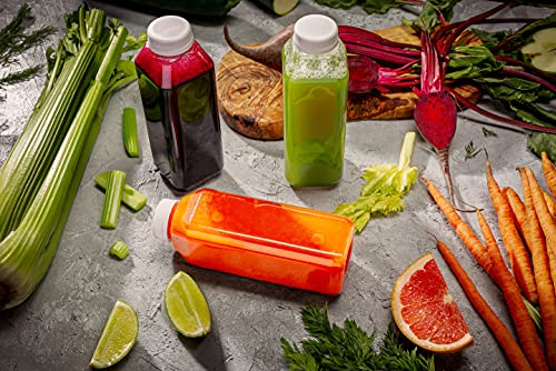 Mt Products 12 Oz Empty Clear Pet Plastic Homemade Juice Bottles With White Tamper Evident Caps Set Of 12 Bottles And 12 Covers - Made In The Usa #TOP7