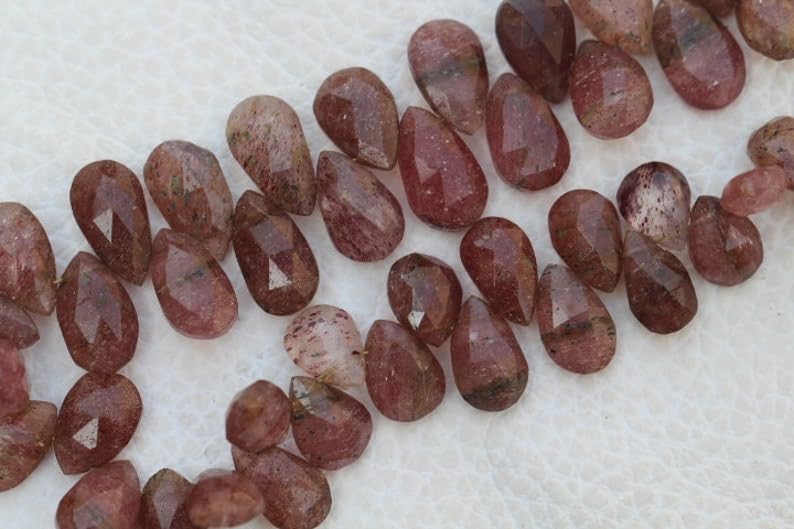 Perles de chawberry naturelles facettées en goutte pour collier haut de gamme