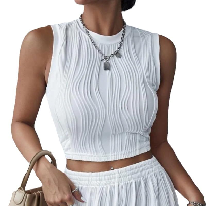 Haibang Crop Tops Damen Ärmellos Rundhals Tank Top Kurz Sommer Oberteile...