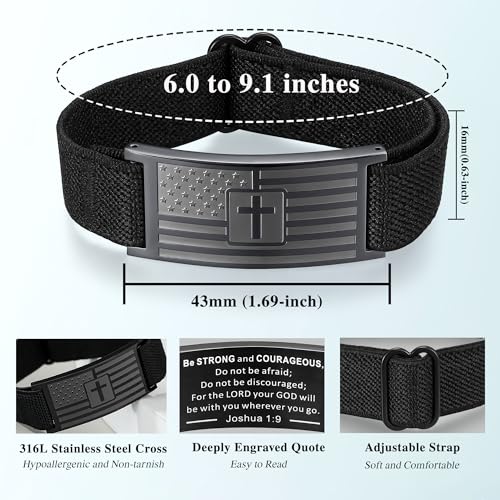 American Flag Cross Bracelet for Men - Christian Gifts, Stocking Stuffers for Kids, Boys, Teens, Adults, Gifts for Christmas, Birthday, Valentine's Day, Easter…4