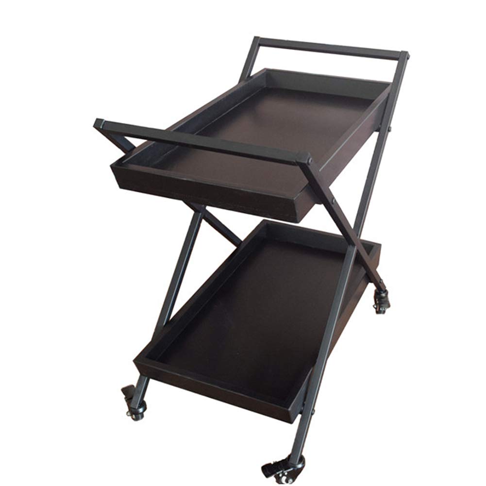 Carritos de bar/Carritos de servicio/Carros de cocina/Carritos de botellero con ruedas con almacenamiento - Carros rodantes industriales - Estantes de 2 niveles para vino, té, cerveza/soporte - Madera