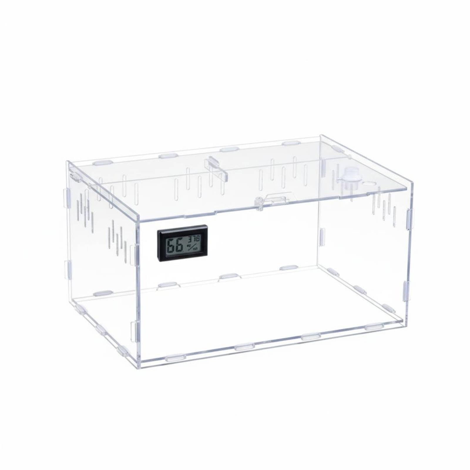 Terrario Acrílico Transparente con Diseño Panorámico y Ventilación Lateral Tapa Hermética y Cierre Seguro Montaje Sencillo Adecuado para Reptiles, 30-20-15 W