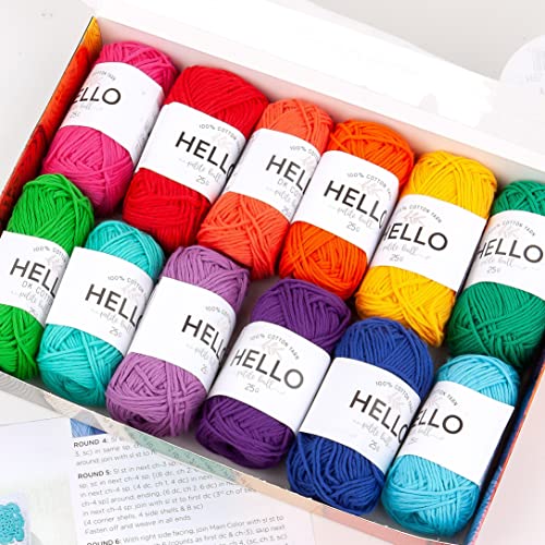 Hello Lot de 12 pelotes de fil 100% coton