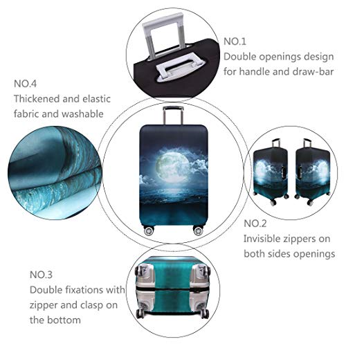 TRAVELKIN Travel Elastic Spandex Suitcase Protector Case, 18/24/28/32 Inch Suitcase Protective Cover, Thickened and Washable Luggage Cover (L(25"-28" luggage), Moonlight)4