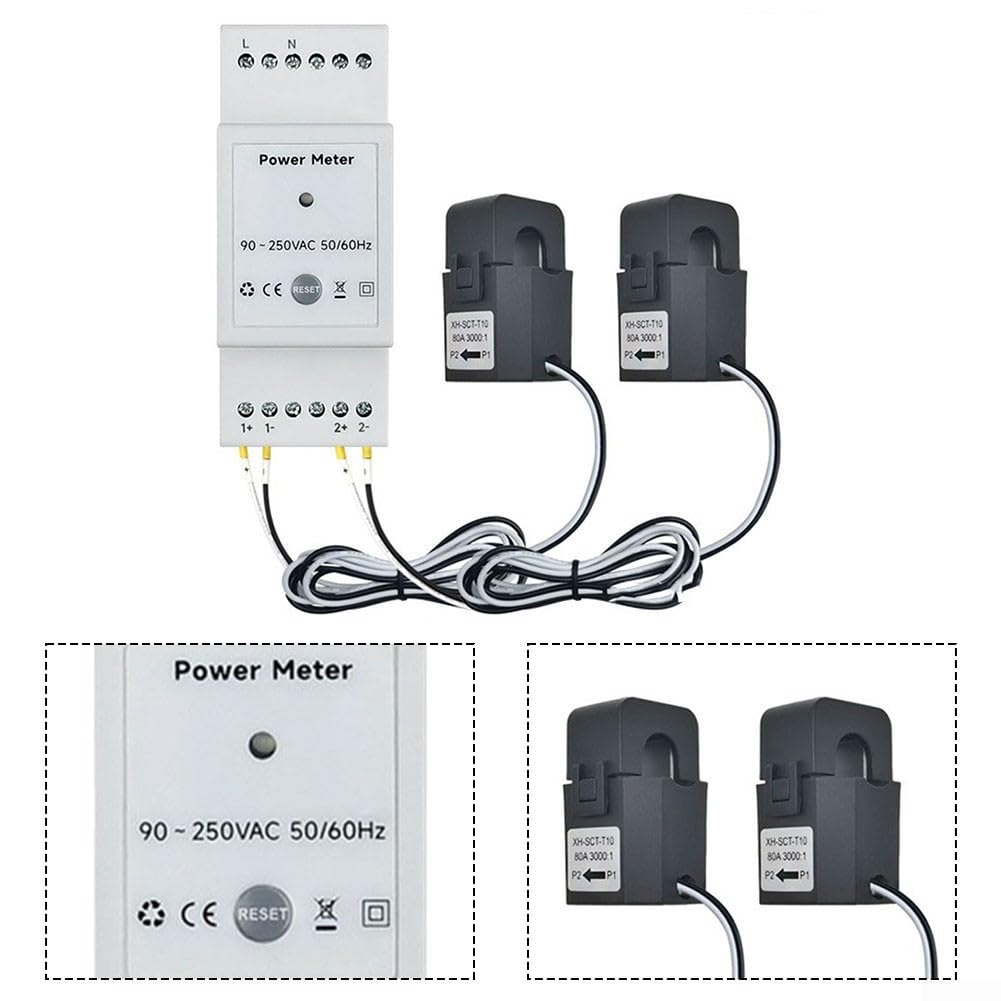 Para Smart Life Compatible Energy Meter 2 Canales BidireFor CTional WiFi Monitor de Energía para Sistemas Tuya
