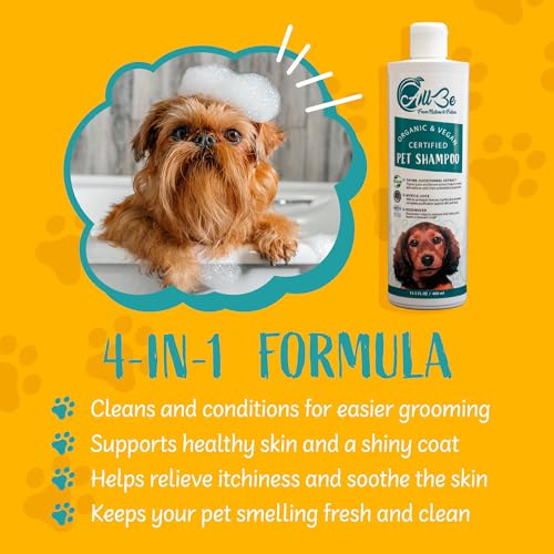 AllBe Natural Puppy and Dog Shampoo – Organic Pet Wash – Safe for Normal, Itchy, Sensitive, and Dry Skin – Deodorizing and Moisturizing Grooming Formula – 100% Vegan and Cruelty Free – 13.5 Oz AllBe Natural Puppy and Dog Shampoo – Organic Pet Wash – Safe for Normal, Itchy, Sensitive, and Dry Skin – Deodorizing and Moisturizing Grooming Formula – 100% Vegan and Cruelty Free – 13.5 Oz
