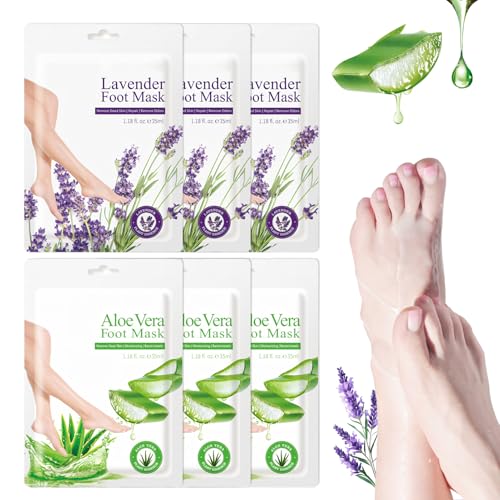 WEILAOK Mascarilla Pies, Mascarilla Pies Exfoliante, Calcetines Hidratantes para Pies, Mascarilla Exfoliante de Pies para Callos y Piel Seca para Hombres y Mujeres, 6 Piezas