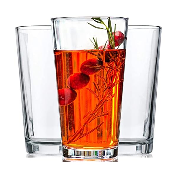 Drinking Glasses - Set of 10 - 16oz. Margarita Glasses Glass Cups - Dishwasher Safe Cocktail glasses - Clear Heavy Base Tall Beer Glasses, Water Glasses, Bar Glass, Wine, Juice, Iced Tea