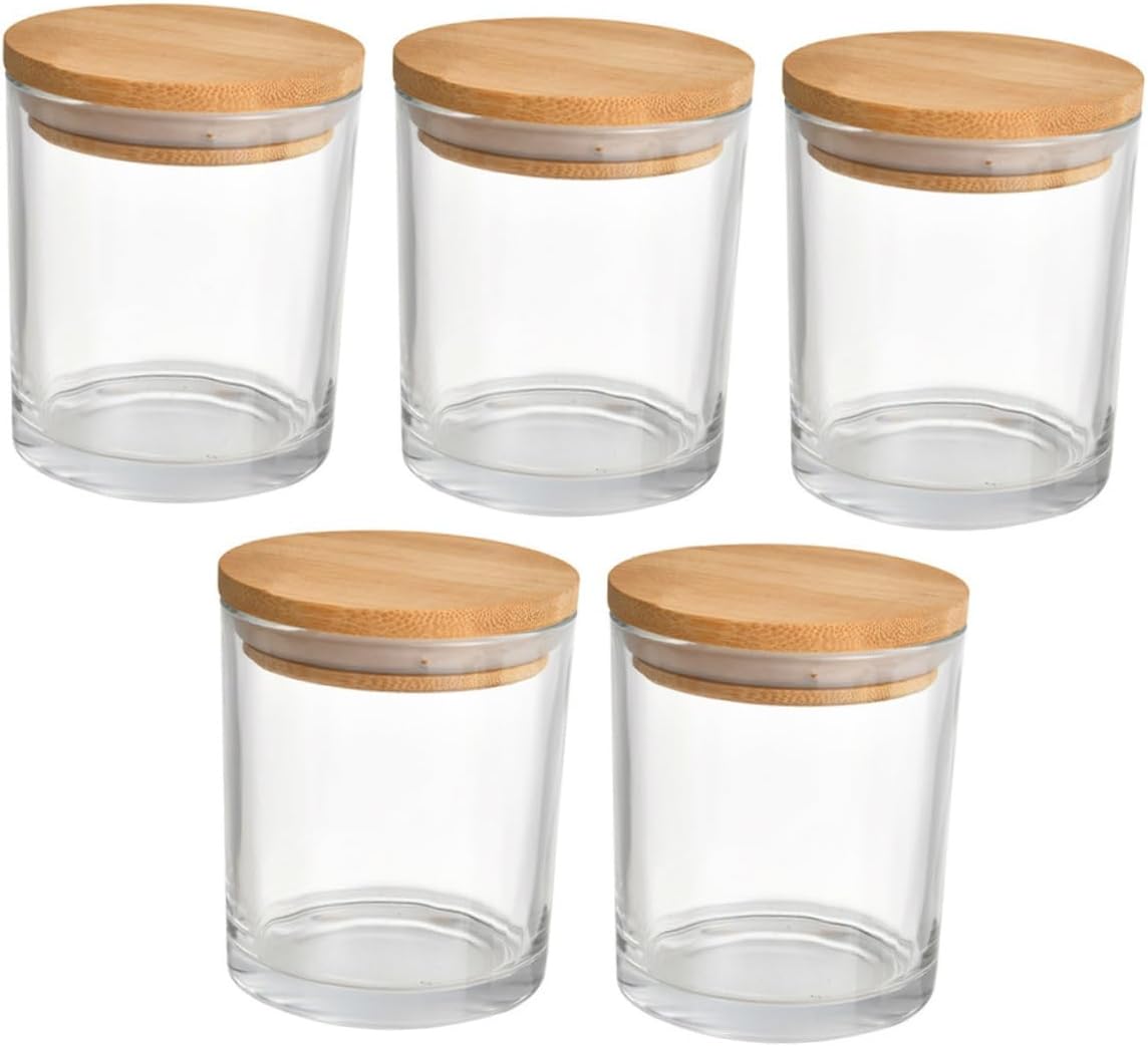 ULDIGI 5sets Glass Candle Cups Frosted Candle Jars for Aromatherapy DIY Making