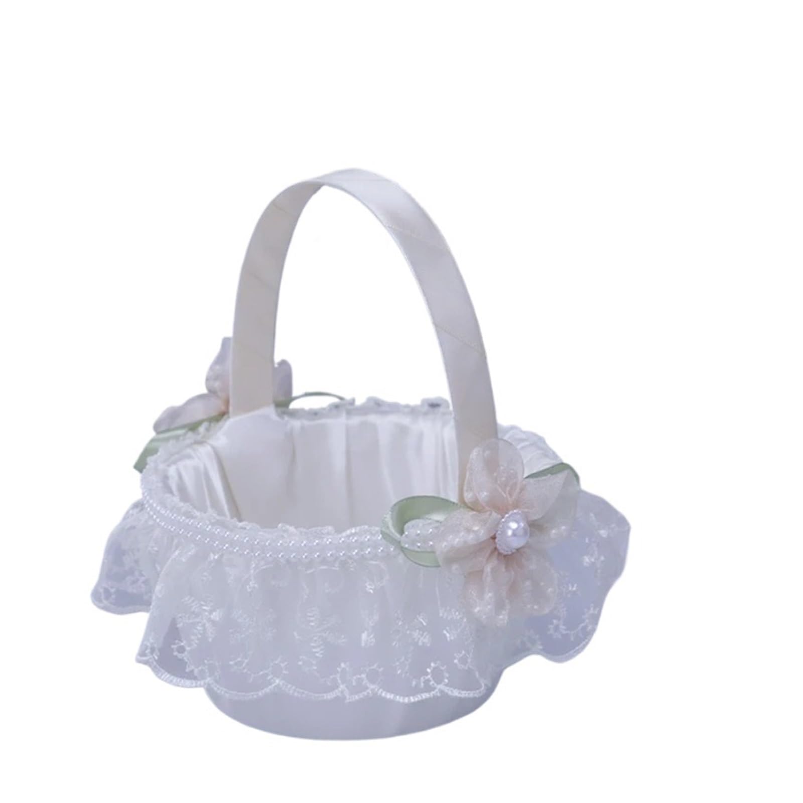 Wedding Petal Confetti Basket, White Flower Basket Portable Wedding Petal(White4)