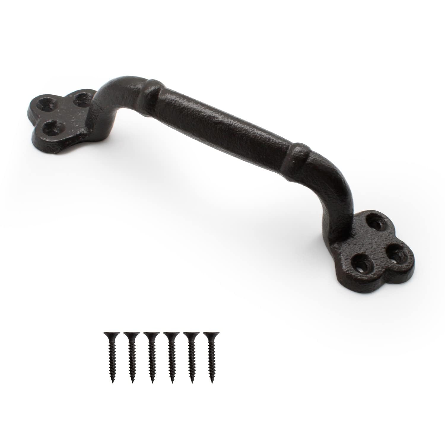 Black Gate Handle, Cast Iron Vintage Door Handle Pull, Length 220mm, Shed Door Handles, Screws Included, Suitable for Sheds, Barn, Garages, Cupboards, Bathroom Handles