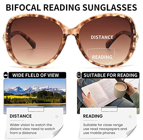 Jm Classic Bifocal Reading Sunglasses Reader Glasses For Women Uv Protection Outdoor Tortoise +2.0 #TOP1