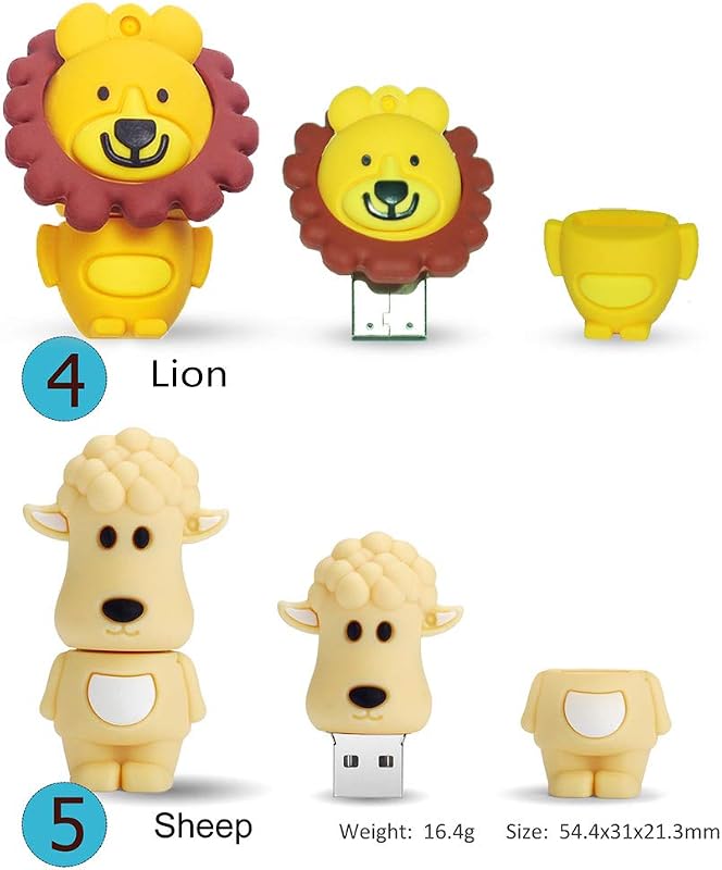 BORLTER CLAMP 16GB USB Pendrive 5 db Aranyos Állat Minta Ajándék Diákoknak - 16GB*5 Pattern-B