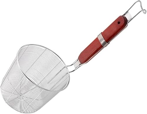 VALINK - Cesta de pasta de malla con mango de madera, acero inoxidable de acero inoxidable, colador de fideos para cocina, fideos, pasta, restaurante