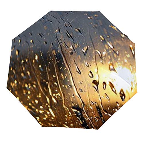 Parapluie de voyage compact ZIYA pliable et léger avec dessin imprimé de gouttes