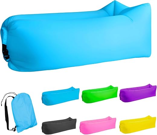 LONGJIN Inflatable Lounger Air Sofa Hammock, Inflatable Couch for Camping, Portable Waterproof Anti-Air Leaking Pouch Couc...