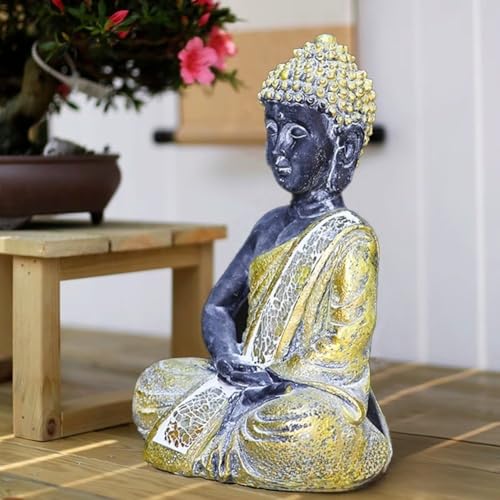 Estatua de Buda de resina solar resistente a la lluvia para patios 4