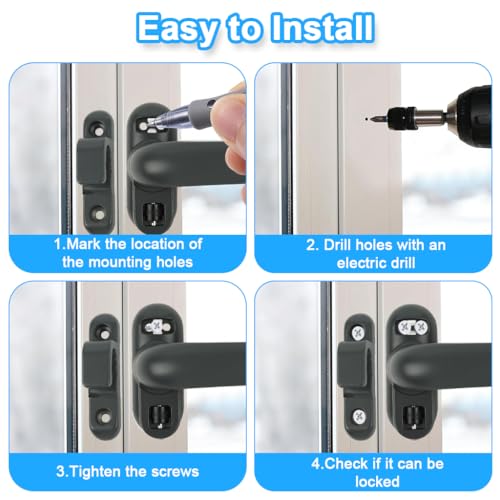 Image of HASTHIPCasement Window Lock Kit Aluminum Alloy Locking Lever Handle Right