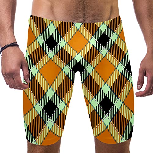 Pantalones cortos de natación de los hombres amarillos HUI JIN SHOP tela escocesa XL