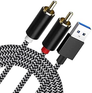 NCGGY 3.3FT USB to 2-Male RCA Audio Aux Cable for PC Stereo Y Splitter Cord Jack Adapter Compatible with USB A Laptop, Windows, Desktops and More Device for Amplifiers, Home Theater, Speaker