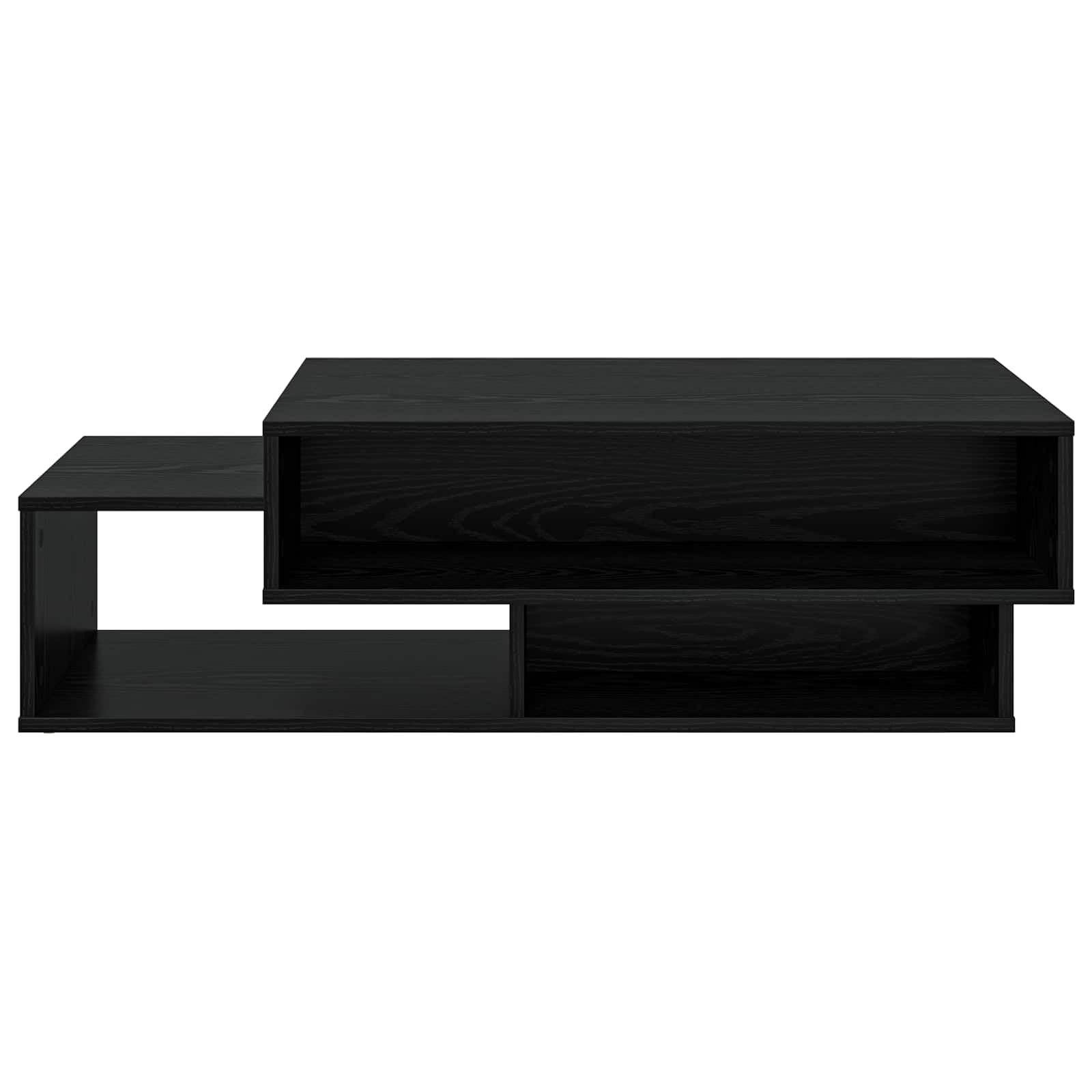 Mesa de centro de roble negro 105 x 50 x 32,5 cm de material de madera con 3 estantes, moderna mesa de centro de mesa lateral para salón, pequeña mesa de salón para sofá, balcón, dormitorio