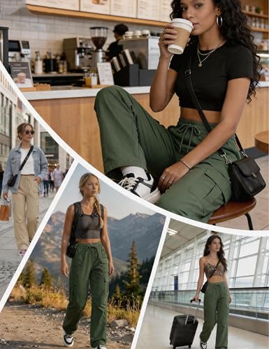 Image of Women's Cargo Pants 28 inch /30 inch Lightweight Quick Dry Casual Travel Pant Streetwear for Work Hiking Outdoor with 8 Pockets