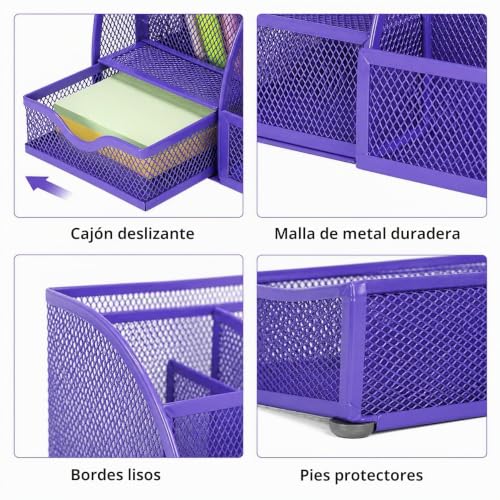 Miniatura 7 de Exerz Organizador De Escritorio Morado Portalápices Multifuncional, Organizador De Oficina, Lapicero Para Escritorio, Accesorio De Papelería