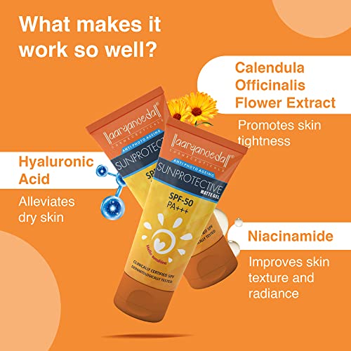 Image of Aryanveda Unisex Sunscreen SPF 50 for Women & Men With PA+++ | Dry Skin, Normal Skin 60 ml Liquid