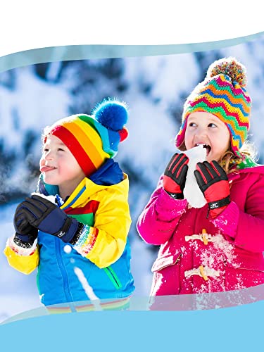 Image of Geyoga 4 Pairs Winter Kids Ski Gloves Boys Girls Windproof Waterproof Warm Snow Gloves for Children Toddler Snowboard